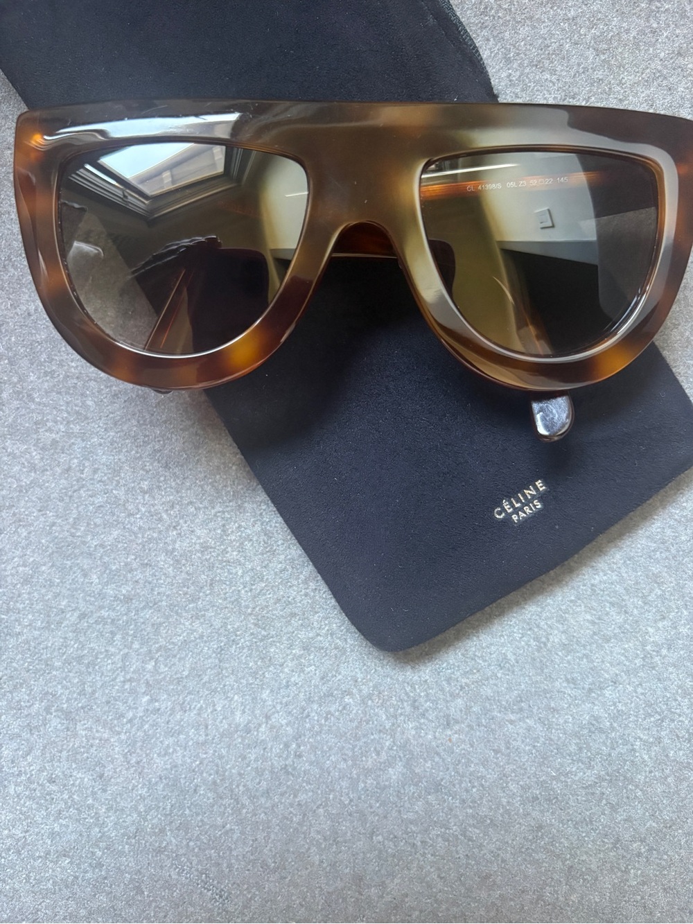 Celine Tortoiseshell Brown Oversized Shield Sunglasses - Picture 4 of 7